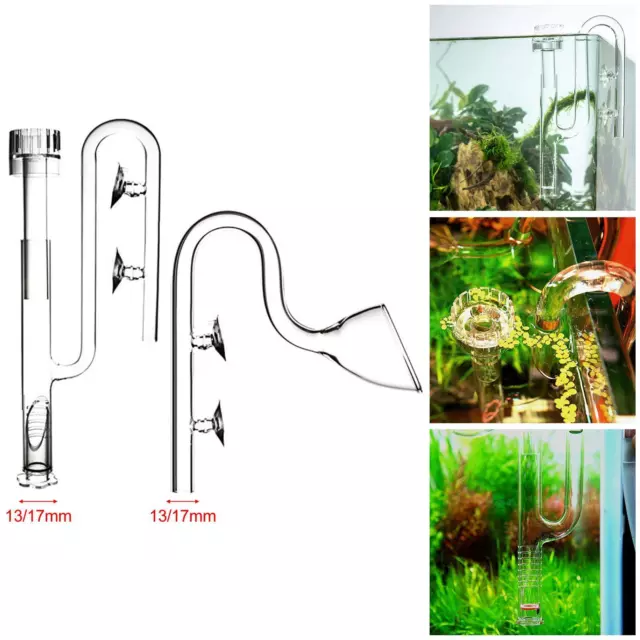 Clear Glass Aquarium Lily Pipe Inflow/Outflow with Surface Skimmer Accessories