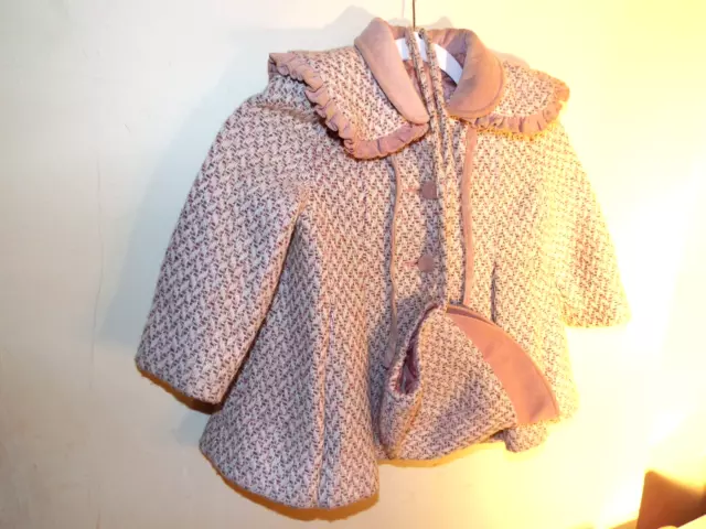 Abrigo Y Sombrero De Tweed Rosa De Colección De Los Años 50 Niñas... Talla 4... ¡Muy Bonito! 2