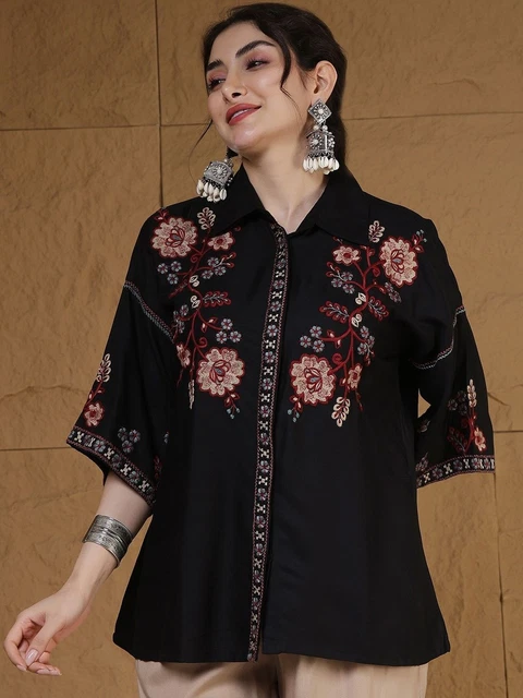 Tunique Longue En Lin Marron Atika - Taille 44/46/XL, Occasion Très Bon état, Style Robe Top