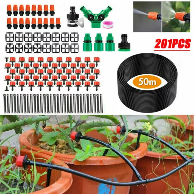 50m Dripper DIY Plant Self Watering Garden Hose Drip Irrigation System Kit