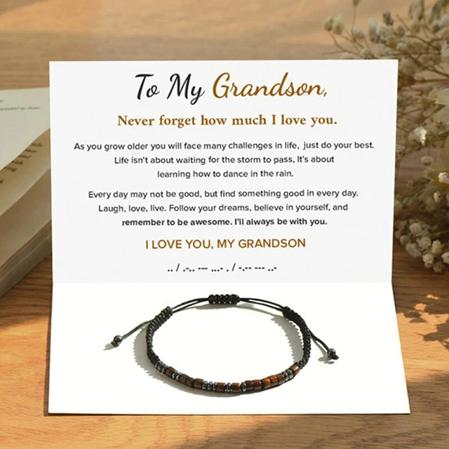 I Love You Morse Code Beaded Bracelets For Men To My Grandson Graduat#km 3