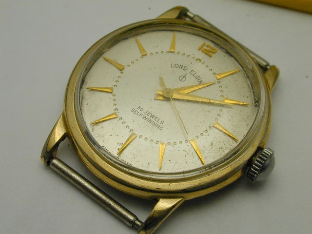 LORD ELGIN mens 30 JEWELS self-winding 760 good balance vintage