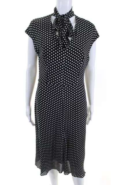 Milly Womens Polka Dot Gabby Dolman Dress Silk Black White Size 10 11417785