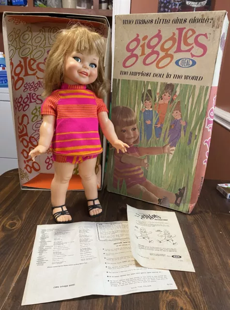 1967  Giggles Doll by Ideal Co with Original Outfit, Shoes, Box and Papers