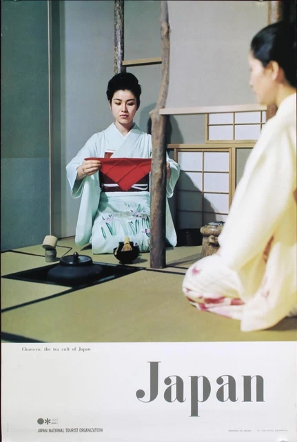 JAPAN TEA CEREMONY Vintage 1972 Travel SAPPORO Olympics poster 20x29 NM