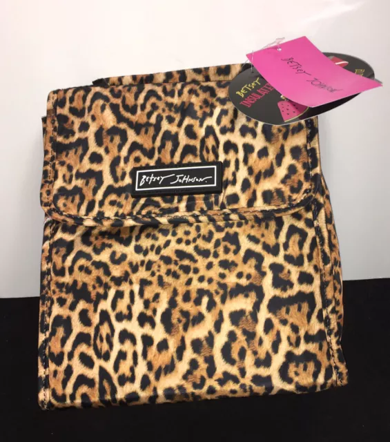BETSEY JOHNSON LEOPARD PRINT Insulated LUNCH TOTE Bag Tan & Black NWT ...