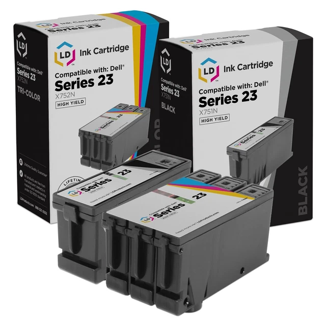 LD Comp HY Ink for Dell Series 23 Black & Color V515w Set of 2: 1 T105N 1 T106N