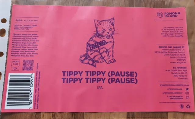 Craft Can Beer Wrap - TIPPY TIPPY PAUSE - POMONA ISLAND BREWERY - UK