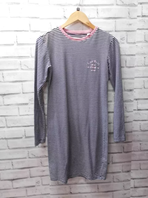 Ladies JACK WILLS Blue/White Striped Cotton/Elastane T-shirt Dress UK10 CG D36