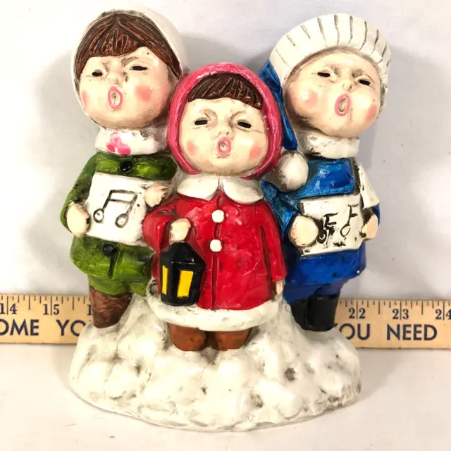Vintage Christmas Music Box Hand Painted Children Singing Noel Made in Japan