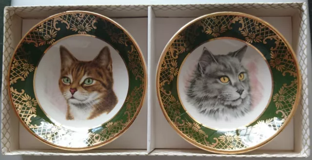 WEATHERBY DURABILITY HANLEY ENGLAND ROYAL FALCON WARE - CAT DISHES x2 - LOOK!