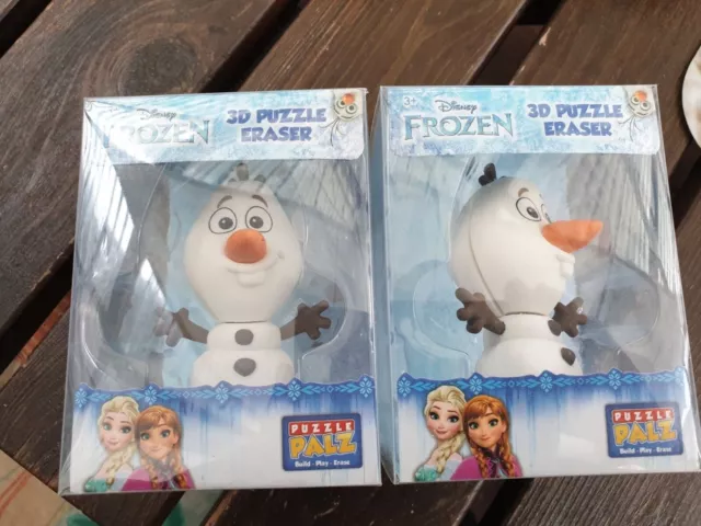 2x Disney Frozen 3D Puzzle Eraser Figur NEU ca.10cm Radierer Olaf Eiskönigin