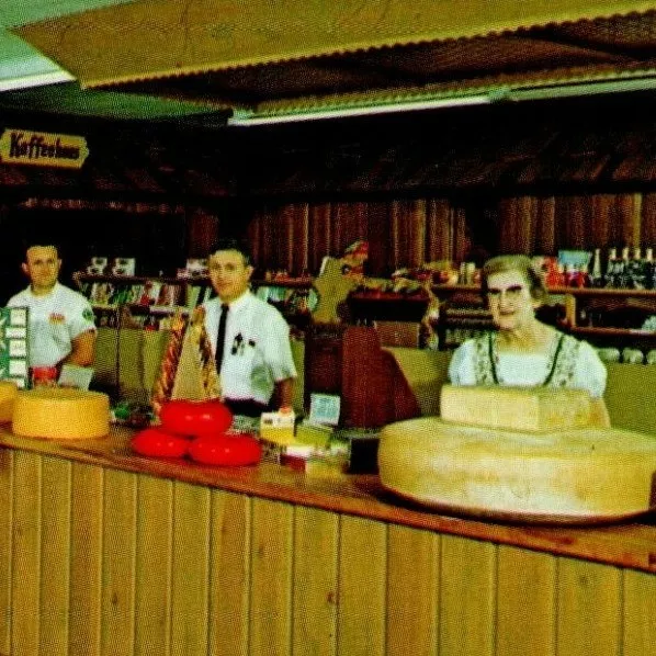 1968 Frankenmuth Cheese Haus Swiss Colony Store Postcard Michigan Advertising