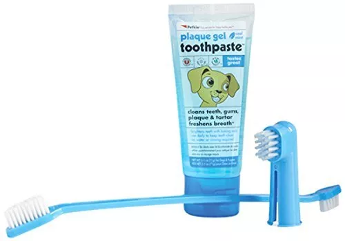 Petkin Plaque Dental Kit Dog Puppy Brush Toothpaste Plaque Bad Breath Gentle