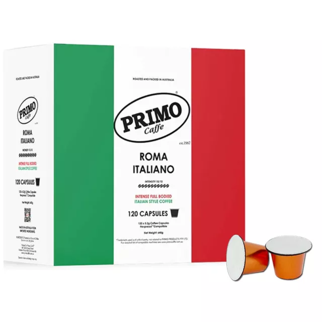 120pc Primo 640g Caffe Roma Italiano Intense Capsules Pods Nespresso Compatible