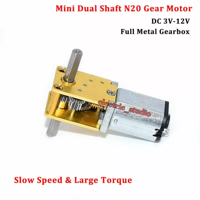 DC3V 6V 9V 12V Dual Shaft Micro Mini N20 Gear Motor Full Metal Gearbox Robot Car