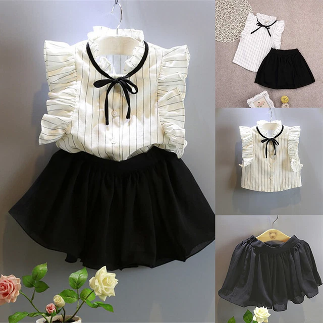 Abiti per bambina t-shirt top + gonne pantaloncini bambini bambino bambino set vestiti abito