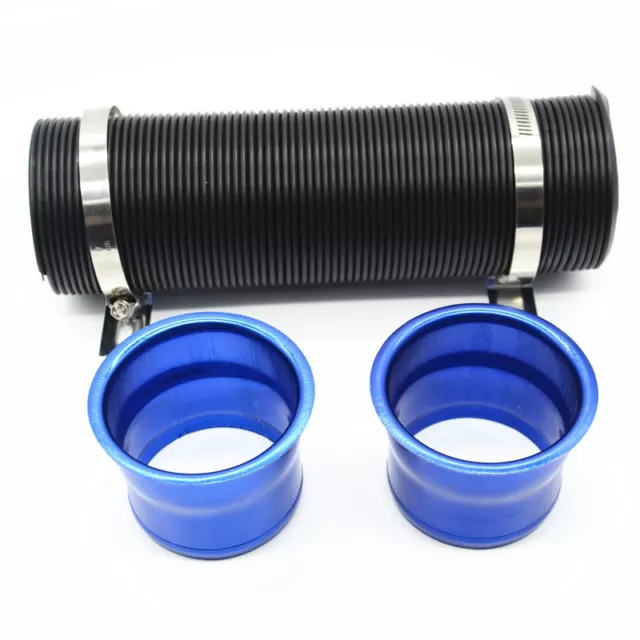 3" Blue Car Multi Flexible Autos Turbo Cold Air Intake Duct Hose Tube Inlet Pipe