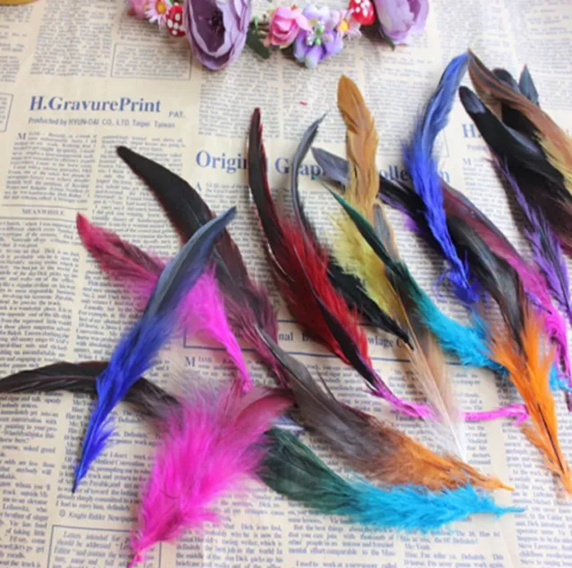 Rooster Tail Feathers Many Colour Fly Craft Hat Arts Decorations Wedding Card UK 3