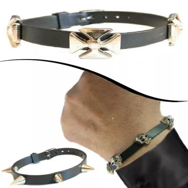 Bracciale con borchie in acciaio da uomo donna braccialetto nero regolabile