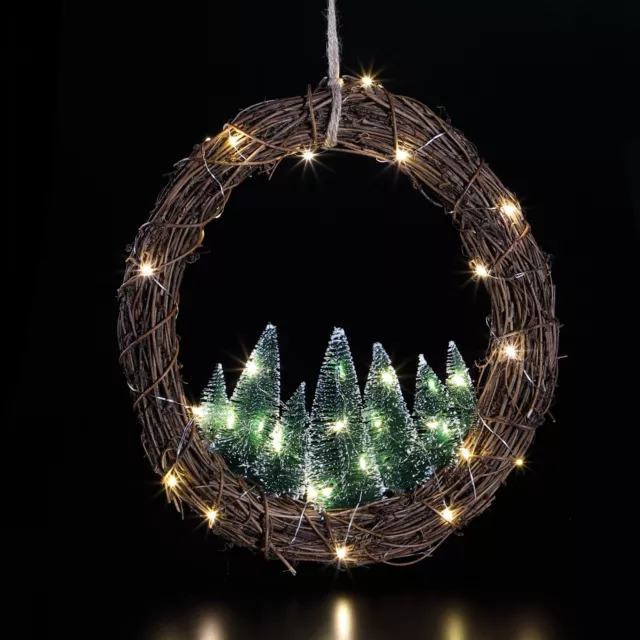 NOMA 40cm Navidad LED Colgante Ratán con Enchufe Corona & Trees Luces Decoración 2