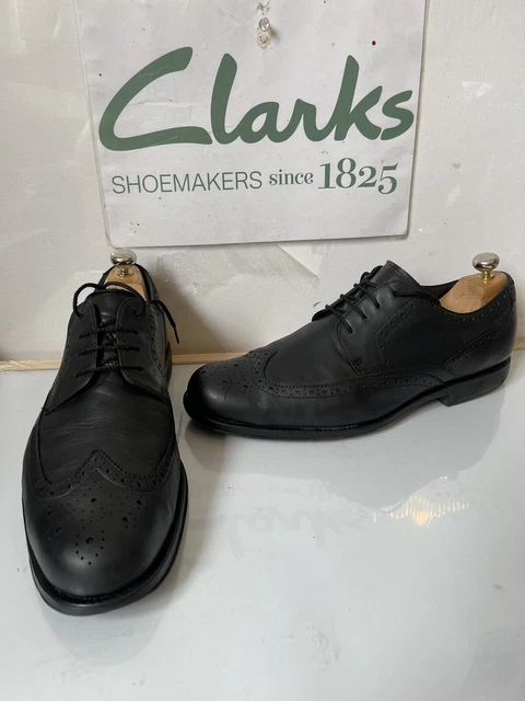 CLARKS ACTIVE AIR Black Leather Shoes Size UK 10 EU 44.5 32.50