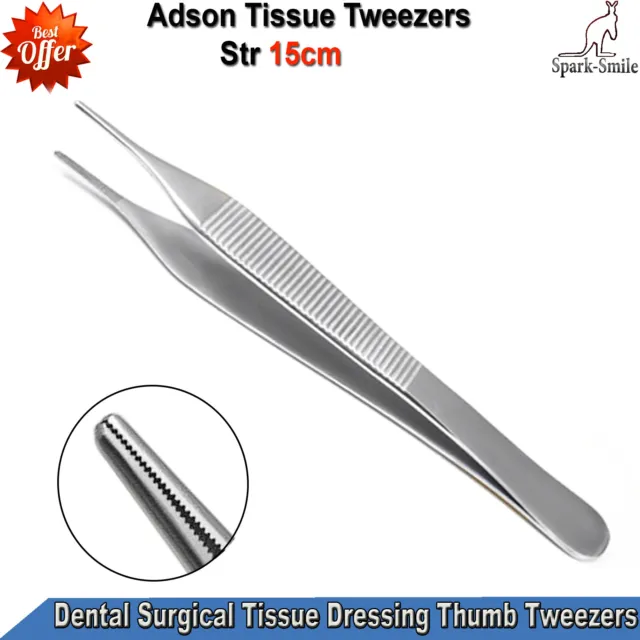 Surgical Adson Thumb Tweezers Tissue Dressing Forceps Dental Medical Pliers 15cm