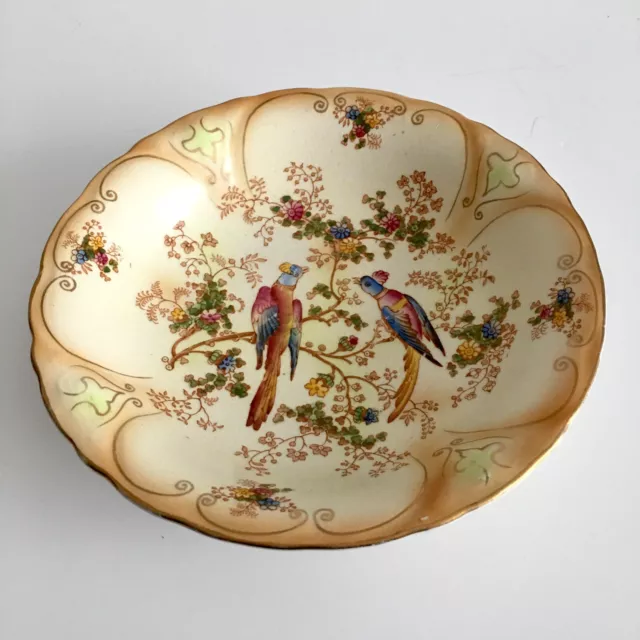 Antique Crown Ducal - Ivory Blushware -  Bird of Paradise Bowl, 18cm