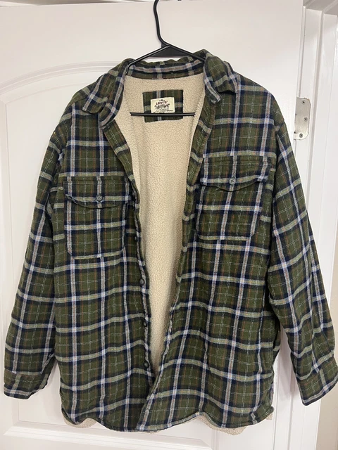 Levi's Plaid Sherpa Fleece Lined Flannel Button Front Jacket Coat Shirt M