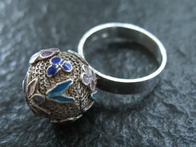 Ring Silber 900 mit Emaille Sehr schön und ausgefallen