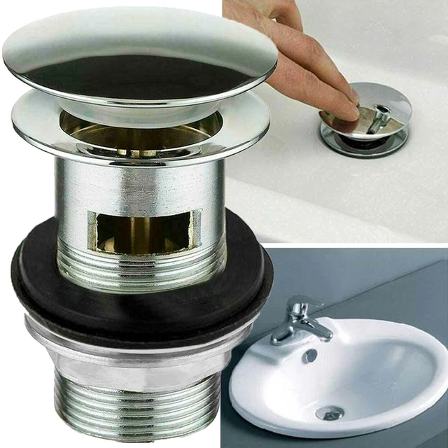 CHROME BATHROOM POP Up Basin Waste Sink Push Button Click Clack Plug