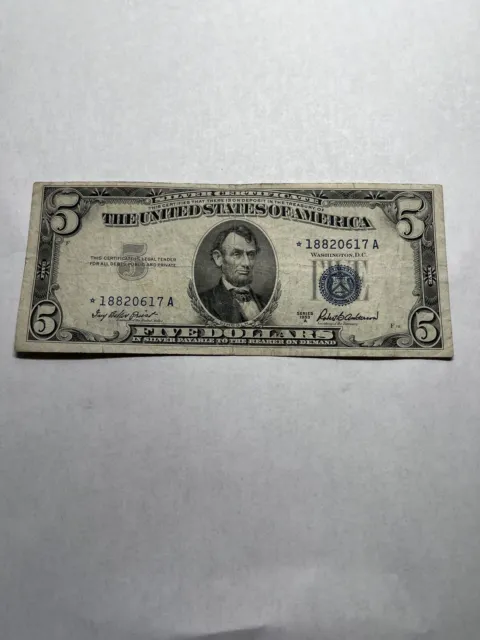 1953 A $5 Dollar BLUE SEAL STAR Note