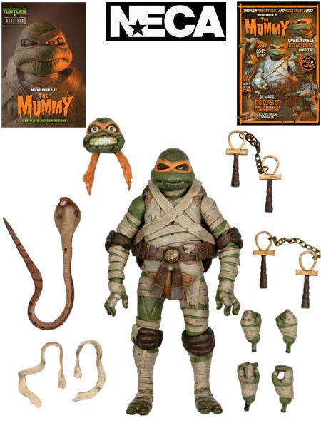 NECA UNIVERSAL MONSTERS TMNT Michelangelo as The Mummy Ultimate Action ...