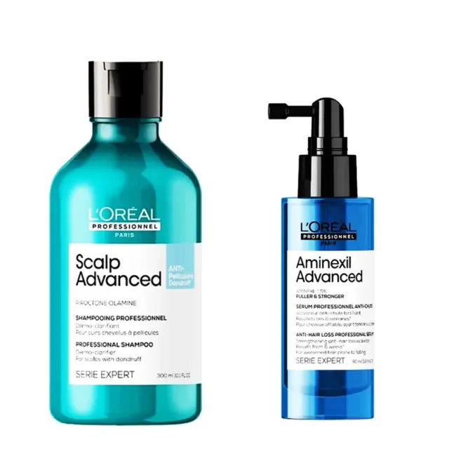 Loreal Scalp Advanced Anti-Schuppen Shampoo 300ml + Haarausfall-Serum 90ml