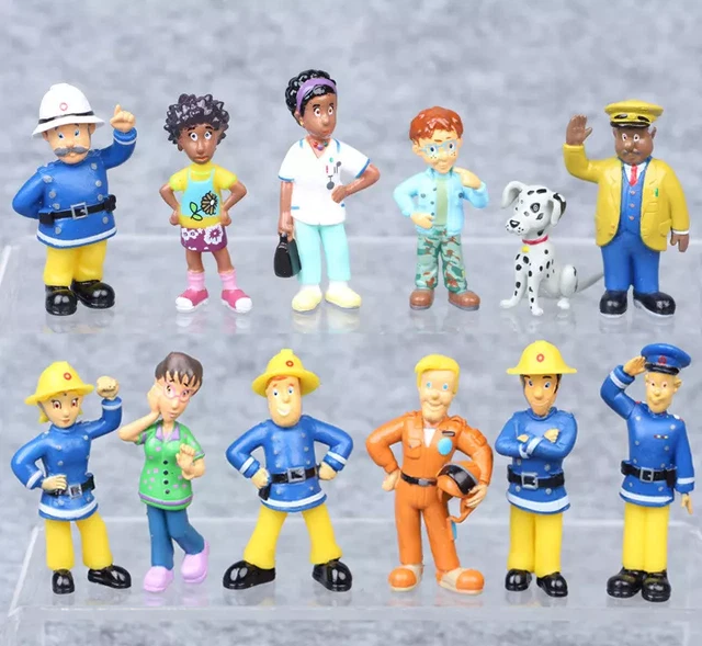 Philoctes Lot 12 Figurines Sam Le Pompier – Décoration De Gâteau Ou Jouet D’action – Hauteur 5-7 Cm – Plastique Résistant – Cadeau Anniversaire