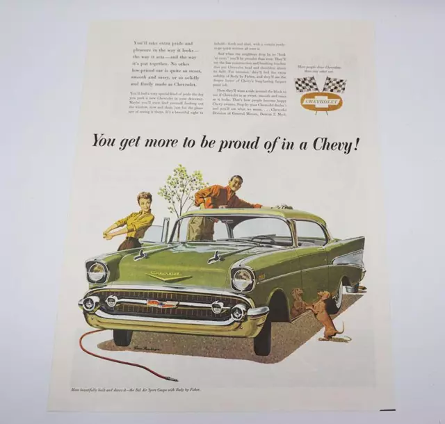 Chevrolet Bel Aire Hund Dackel Zeitschrift Anzeige Aufdruck Design Werbe 1950's