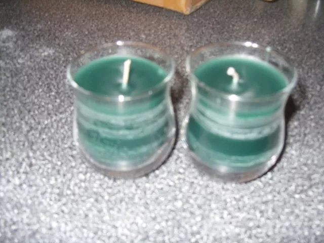 Partylite  SET OF 2 PINEBERRY Mini BARREL Jar Candles  VERY RARE