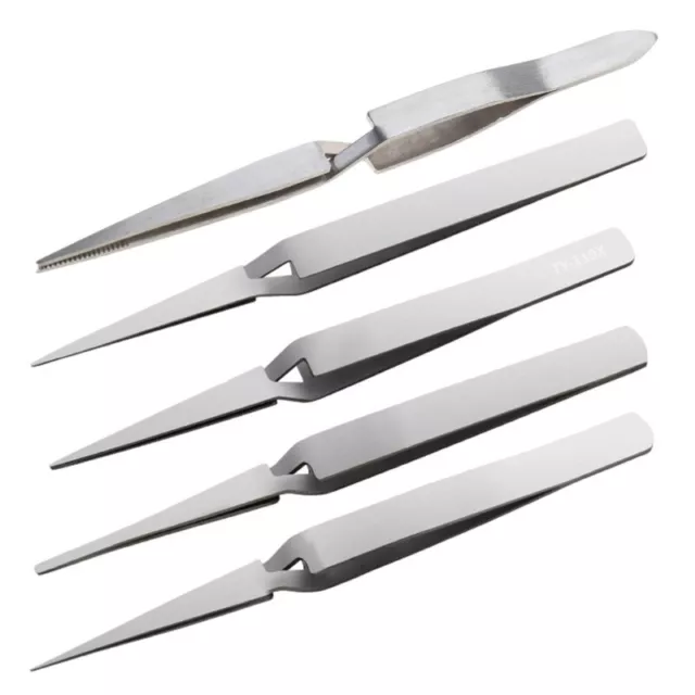 Stainless Steel Tweezers Reverse Round Head Reverse Fork Pointed