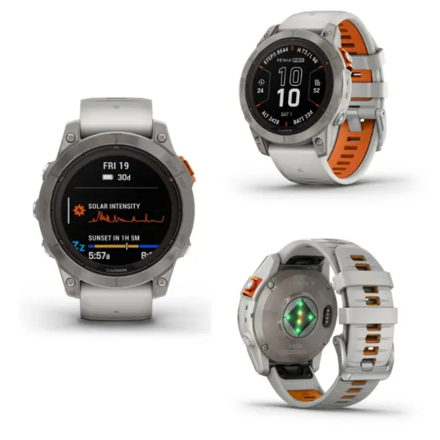 Garmin Fenix 7 PRO Sapphire Solar Titanium GPS Sport Watch Gray w/ Ember Orange