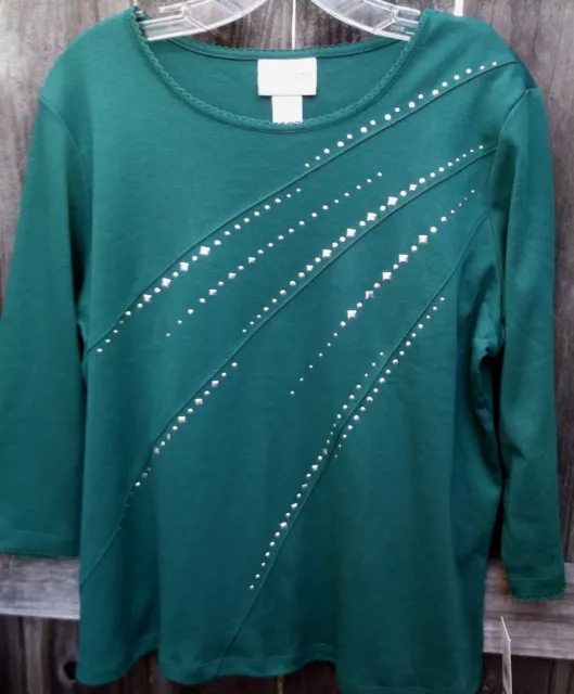 NWT 🦋💎💥ALFRED DUNNER Petite💥💎🦋 CLASSICS F1 Embellished Top Stretch PL ...