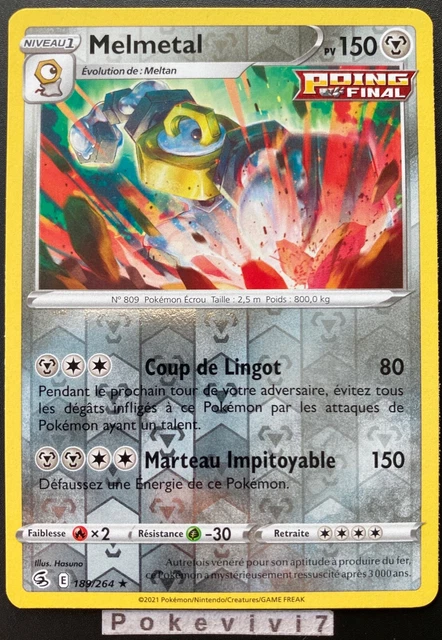 Carte Pokemon MELMETAL 189/264 Holo REVERSE Epée et Bouclier 8 EB08 FR NEUF