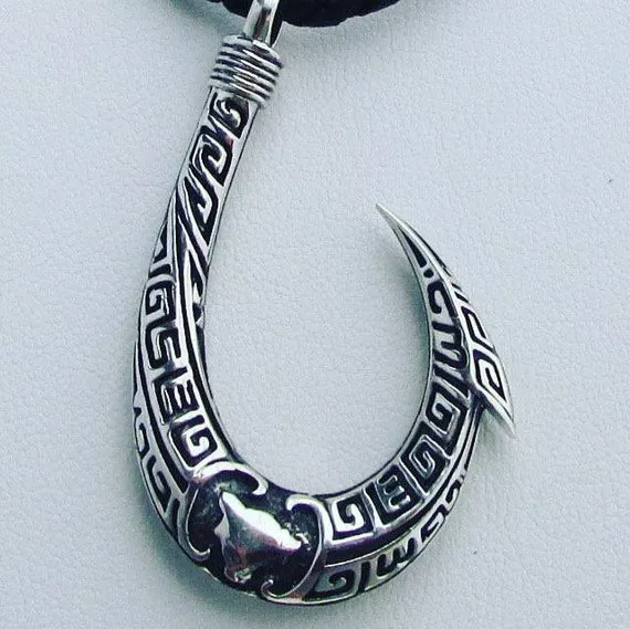 MAUI FISHING HOOK Necklace. Sterling Silver. Tribal Design. $145.00 ...