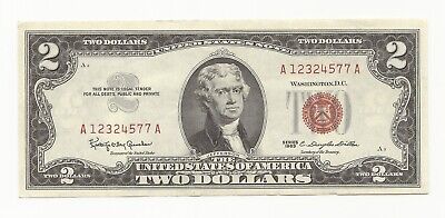 CRISP AU/CU 1963 $2 Dollar Bill Red Seal United States Note UNC UNCIRCULATED