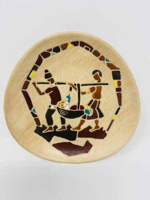 Israeli Hand Painted Mosaic Plate KERAMOS Signed & Numbered Wall Plaque