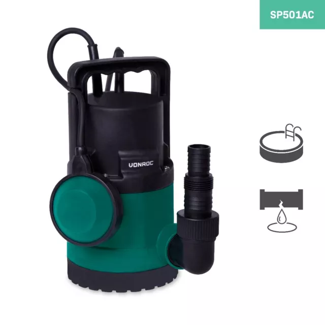 VONROC Pompe submersible 300W – 6500L/h , 7m de profondeur 3