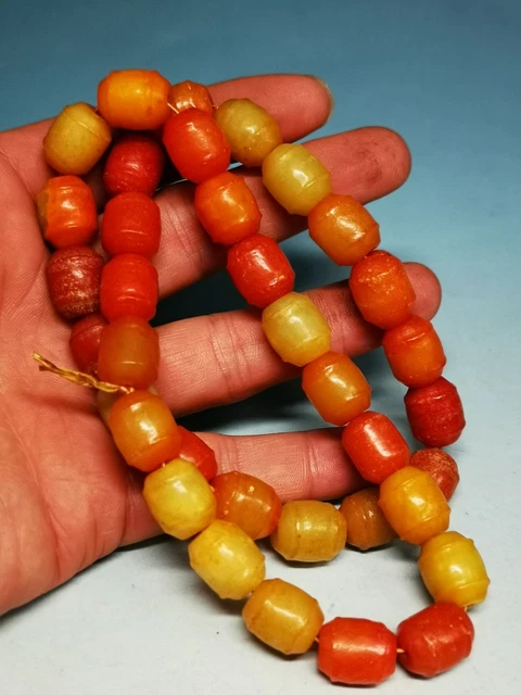 AMAZING Old Hetian Jade Hand-carved Ancient Spiral Buddha Bead Necklace A77