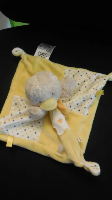 doudou plat canard oiseau jaune étoiles MOTS D'ENFANTS - état NEUF -