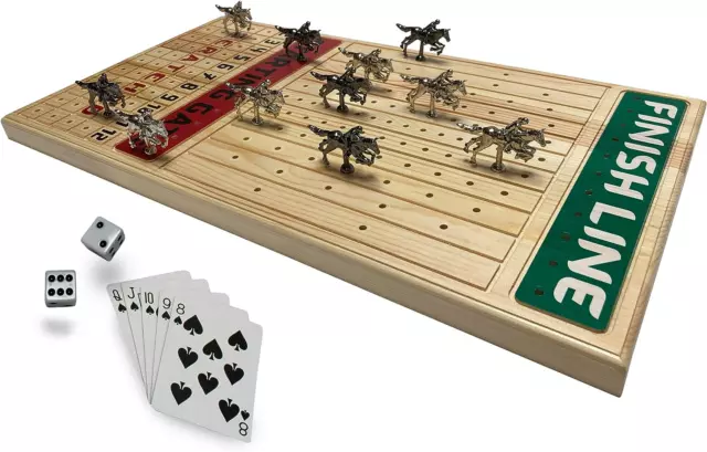 Horse Racing Board Game with Luxurious Durable Classic Metal Horses, 11 Pieces,