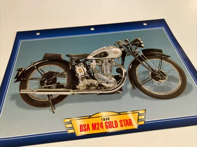 BSA 500 M24 Gold Star 1938 fiche carte moto passion collection Atlas