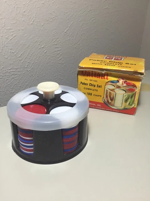 Vintage Valiant Poker Chip Set Carousel And Chips In Box